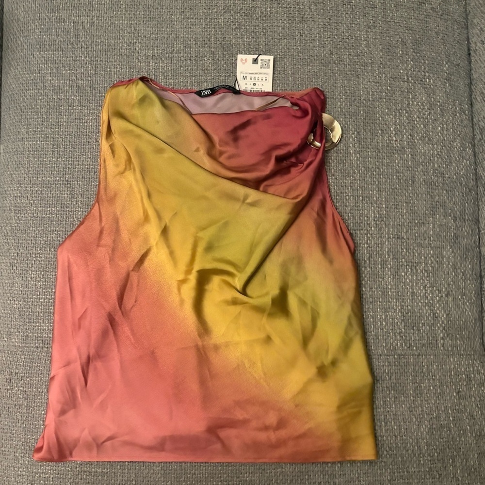 ZARA Satin Effect Print Top – Size M – Brand New with Tag - Picture 4 of 10